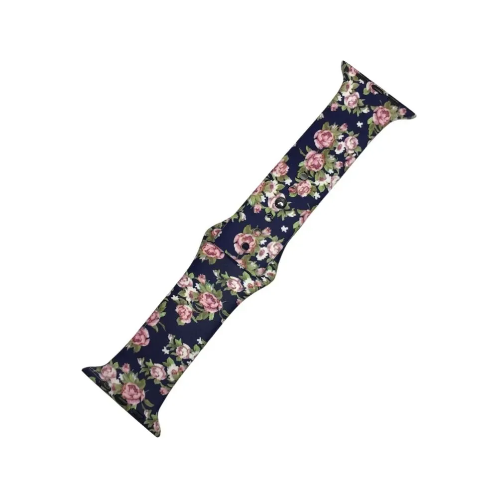 Navy Blue Pink Rose Floral Band - 42mm 44mm Small Medium